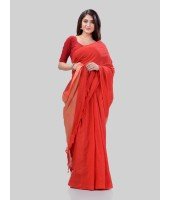 DESH BIDESH Women`s Khadi Cotton Handloom RupSagar Design Saree Without Blouse Piece(Red)